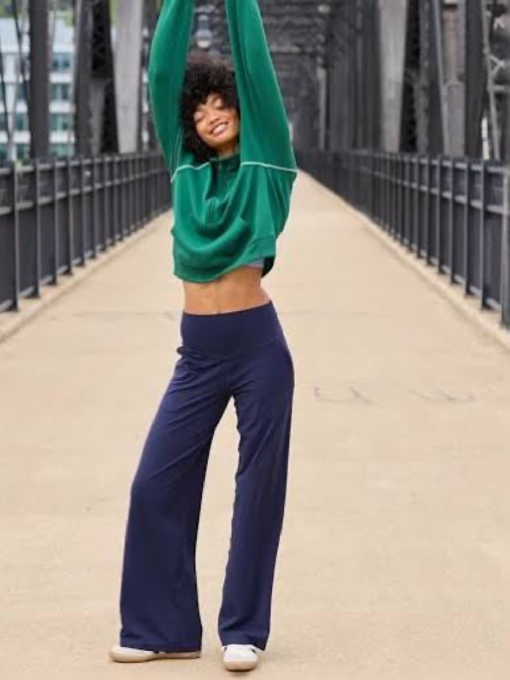 AERIE OFFLINE EXTRA HIGH WAISTED TROUSERS, NAVY, NWT